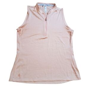Adidas Peach Zippered Golf Polo Tank Medium